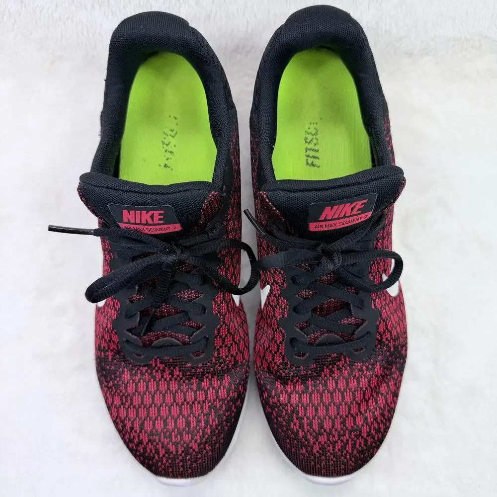 Nike Air Max Sequent 2 Mens Running Sneakers Black White Red Size 10